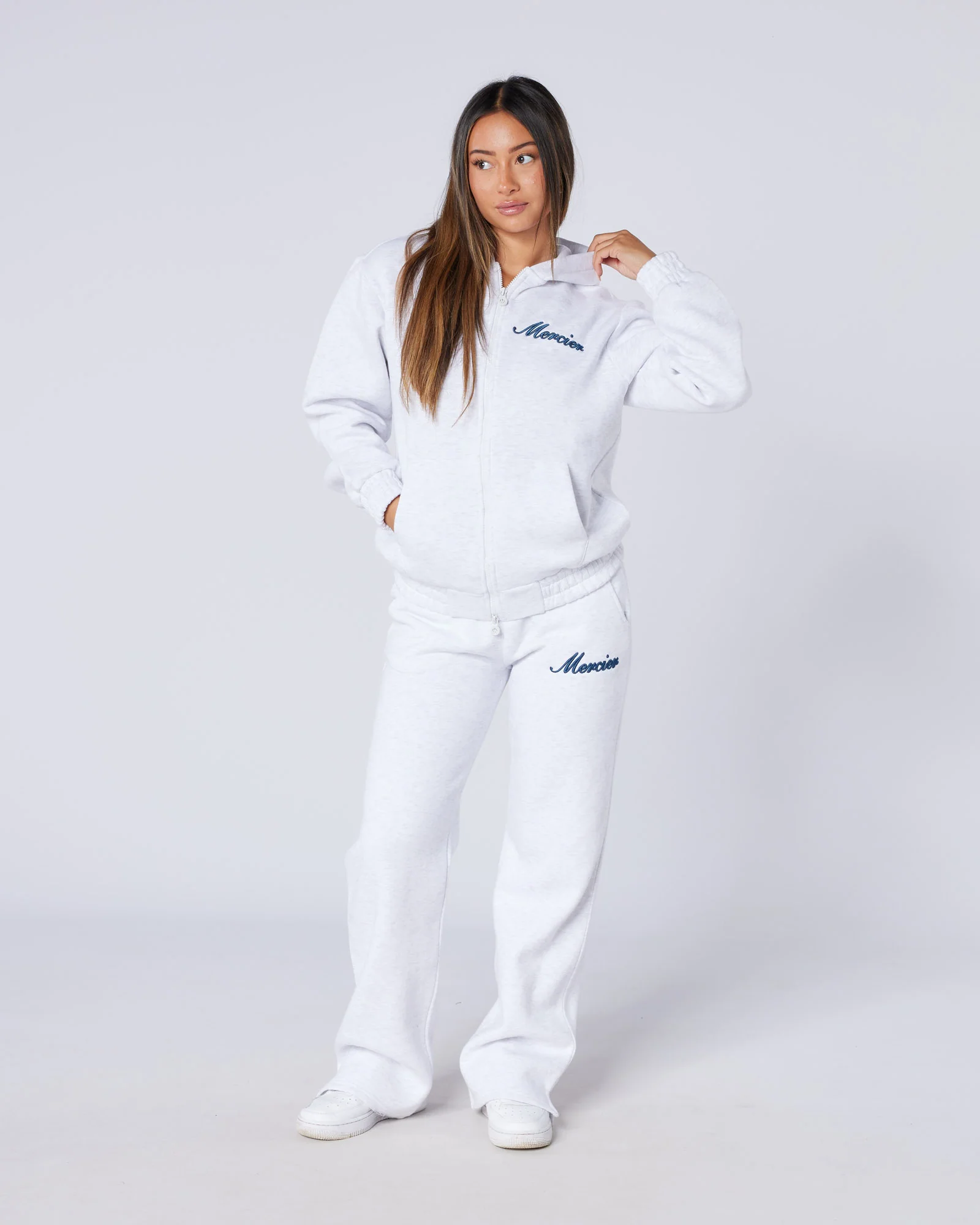 Womens Authenticity Zip Hoodie Grey - Image 4